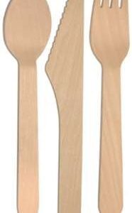 WOODEN SPOON/FORK/KNIFE 160MM 3pc combo 500pcs per box